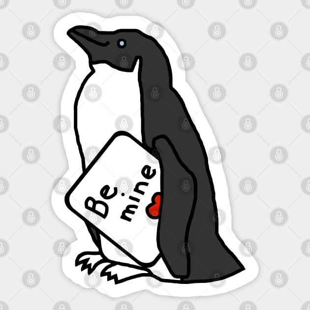 Cute Penguin says Be Mine on Valentines Day Sticker by ellenhenryart